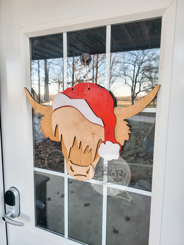 Christmas Highland Cow Door Hanger