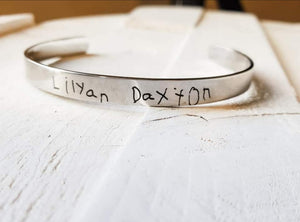 Cuff bracelets with handwriting